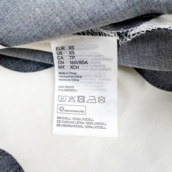 H&M Polka Dot Wrap White Black Midi Dress Size XS - Picture 6 of 12